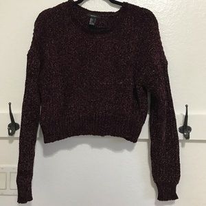 Forever 21 Wine Chenille + Gold Thread Sweater | L